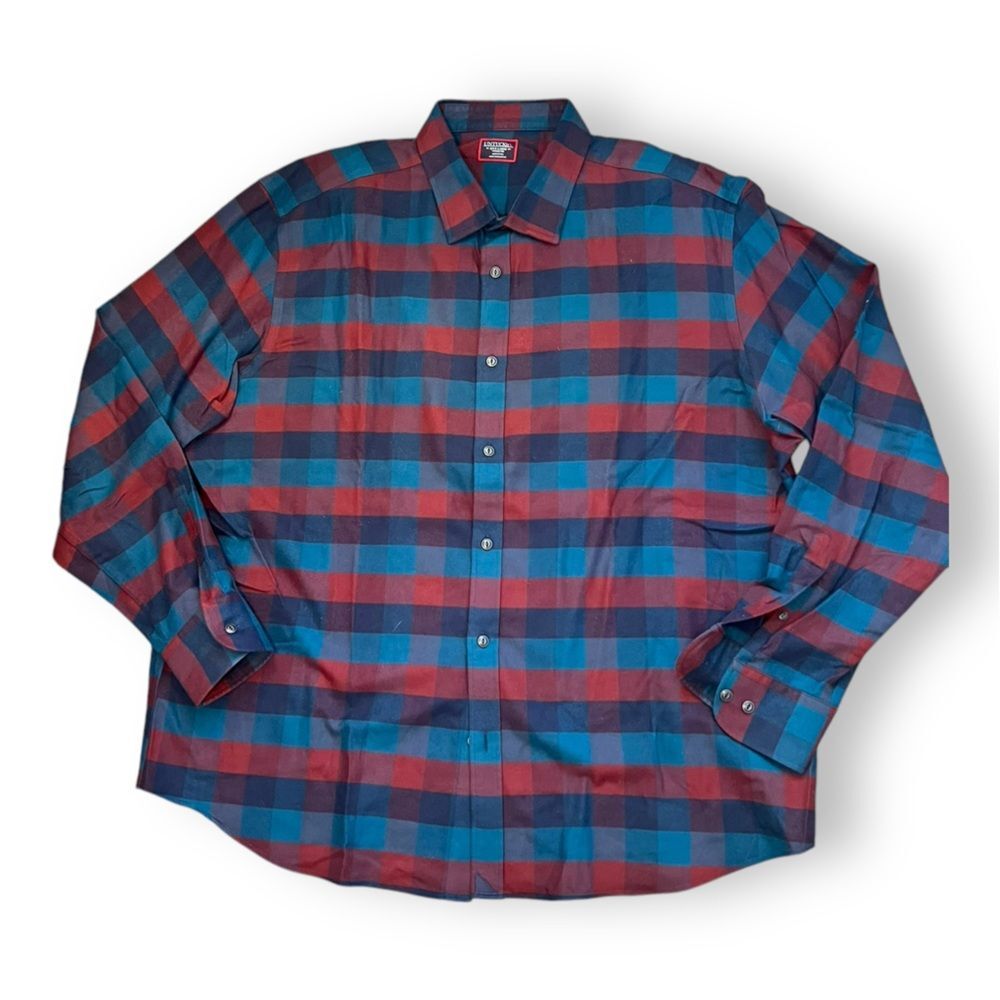 UNTUCKit Mens Shirt Long Sleeves Button Up Wrinkle Free Plaid Blue Red Size 3XL